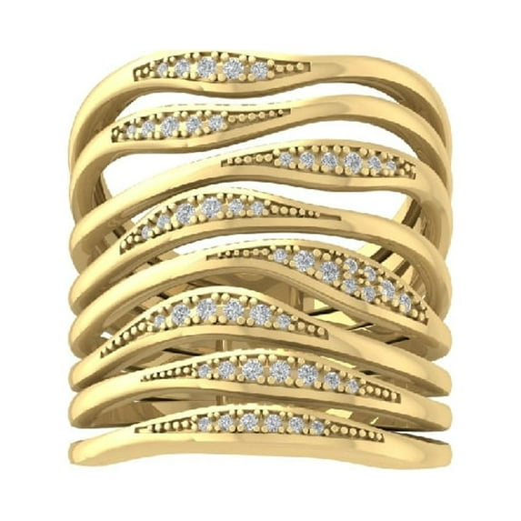 ARAIYA FINE JEWELRY 14K Yellow Gold Diamond Wedding Band Ring (1/4 cttw, I-J Color, I2-I3 Clarity) Size 10