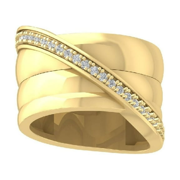 ARAIYA FINE JEWELRY 14K Yellow Gold Diamond Wedding Band Ring (1/4 cttw, I-J Color, I2-I3 Clarity) Size 8