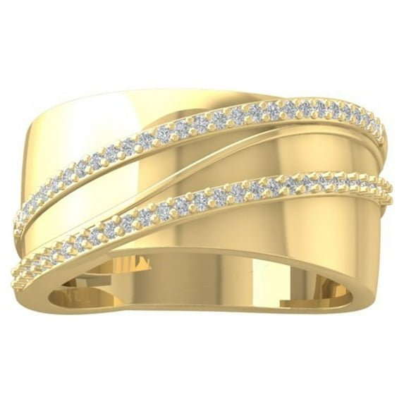 ARAIYA FINE JEWELRY 14K Yellow Gold Diamond Wedding Band Ring (1/5 cttw, I-J Color, I2-I3 Clarity) Size 6