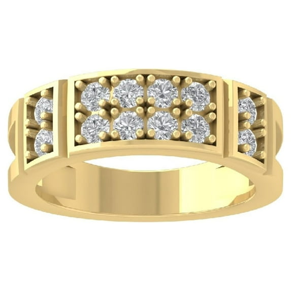 ARAIYA FINE JEWELRY 14K Yellow Gold Diamond Wedding Band Ring for Men's (1 1/10 cttw, I-J Color, I2-I3 Clarity) Size 10
