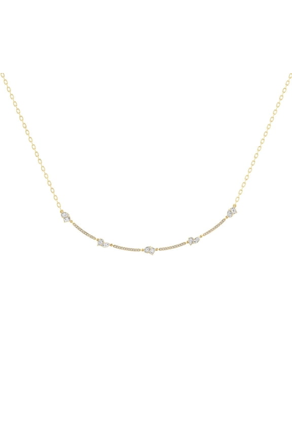 FINE JEWELRY 14K Yellow Gold Emerald, Marquise and Pear-Shape Lab-Grown Diamond Fashion Pendant with Silver Yellow Plating Cable Chain Necklace (2 1/3 cttw, D-F Color, VS1 Clarity)18"