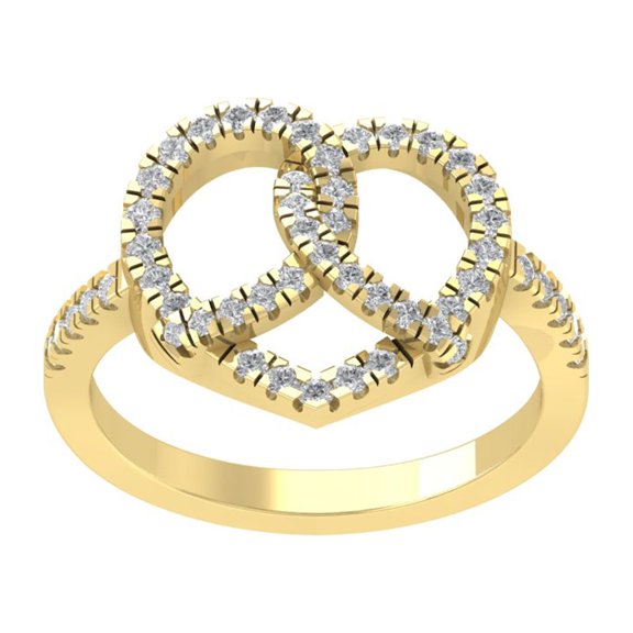 ARAIYA FINE JEWELRY 14K Yellow Gold Interlink Join Lab Grown Diamond Band Ring (1/3 cttw, D-F Color, VS Clarity), Size 7.5
