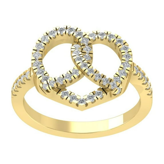 ARAIYA FINE JEWELRY 14K Yellow Gold Interlink Join Lab Grown Diamond Band Ring (1/3 cttw, D-F Color, VS Clarity), Size 8