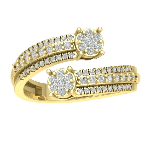 ARAIYA FINE JEWELRY 14K Yellow Gold Lab Grown Diamond Bypass Band Ring (1/2 cttw, D-F Color, VS Clarity), Size 5.5