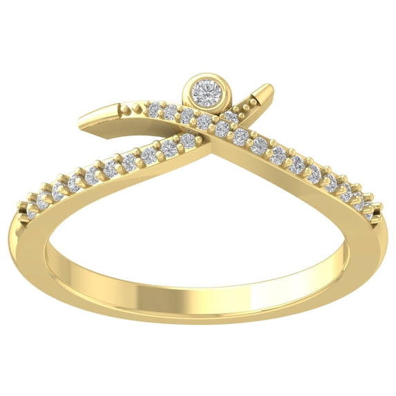 ARAIYA FINE JEWELRY 14K Yellow Gold Lab Grown Diamond Bypass Band Ring (1/6 cttw, D-F Color, VS Clarity), Size 6