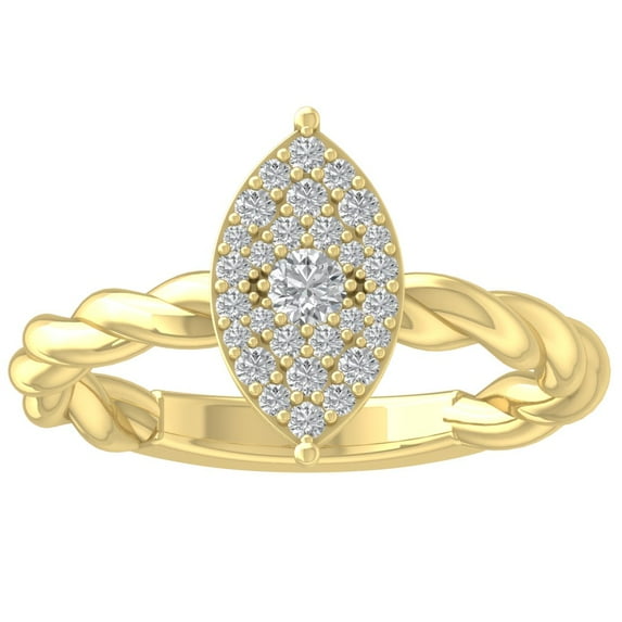 ARAIYA FINE JEWELRY 14K Yellow Gold Lab Grown Diamond Cluster Band Ring (1/3 cttw, D-F Color, VS Clarity), Size 9