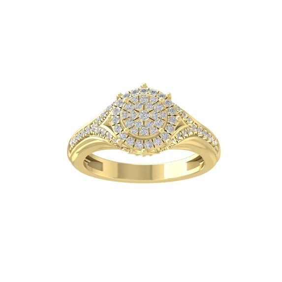 ARAIYA FINE JEWELRY 14K Yellow Gold Lab Grown Diamond Cluster Ring (1/2 cttw, D-F Color, VS1 Clarity) Size 7