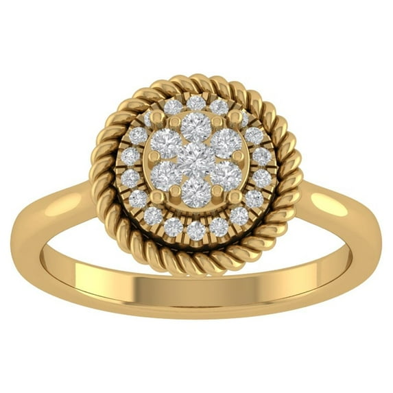 ARAIYA FINE JEWELRY 14K Yellow Gold Lab Grown Diamond Cluster Ring (1/3 cttw, D-F Color, VS Clarity), Size 6.5