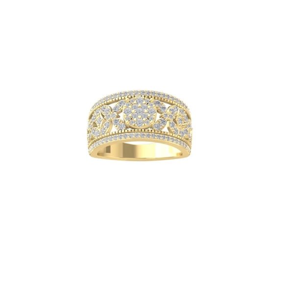 ARAIYA FINE JEWELRY 14K Yellow Gold Lab Grown Diamond Cluster Ring (1 cttw, D-F Color, VS1 Clarity) Size 5