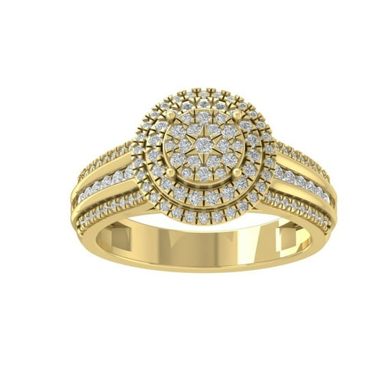 ARAIYA FINE JEWELRY 14K Yellow Gold Lab Grown Diamond Cluster Ring (3/4 cttw, D-F Color, VS1 Clarity) Size 9.5
