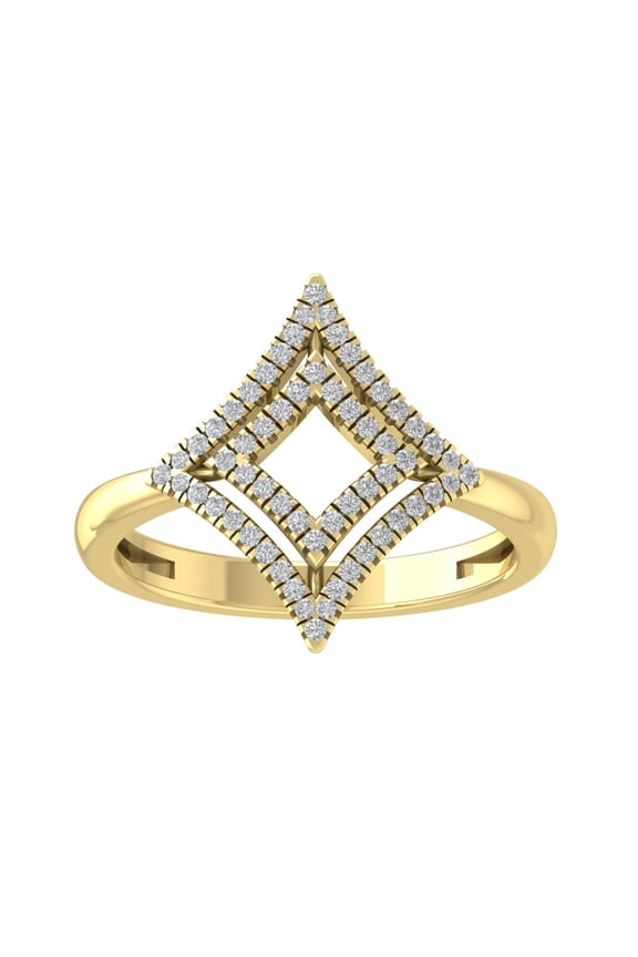 FINE JEWELRY 14K Yellow Gold Lab Grown Diamond Cluster Space Ring (1/4 cttw, D-F Color, VS Clarity), Size 9