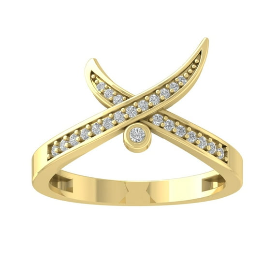ARAIYA FINE JEWELRY 14K Yellow Gold Lab Grown Diamond Criss Cross Band Ring (1/6 cttw, D-F Color, VS Clarity), Size 10
