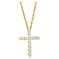 thumbnail image 1 of ARAIYA FINE JEWELRY 14K Yellow Gold Lab Grown Diamond Cross Pendant with Gold Plated Silver Rope Chain Necklace (1/3 cttw, E-F Color, VS1 Clarity), 18" for Women, 1 of 1