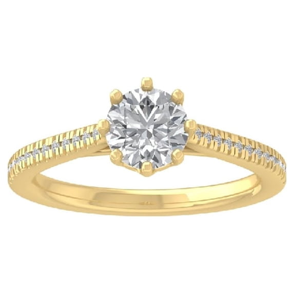 ARAIYA FINE JEWELRY 14K Yellow Gold Lab Grown Diamond Engagement Ring (1 1/8 cttw, D-F Color, VS Clarity) Size 7.5