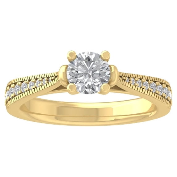 ARAIYA FINE JEWELRY 14K Yellow Gold Lab Grown Diamond Engagement Ring (1 cttw, D-F Color, VS Clarity) Size 8