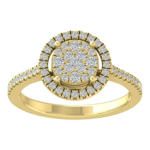 ARAIYA FINE JEWELRY 14K Yellow Gold Lab Grown Diamond Halo Band Ring (1/2 cttw, D-F Color, VS Clarity), Size 10