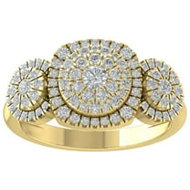 ARAIYA FINE JEWELRY 14K Yellow Gold Lab Grown Diamond Halo Band Ring (3/4 cttw, D-F Color, VS Clarity), Size 7