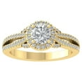 thumbnail image 1 of ARAIYA FINE JEWELRY 14K Yellow Gold Lab Grown Diamond Halo Engagement Ring (1 1/10 cttw, D-F Color, VS Clarity) Size 7.5, 1 of 4