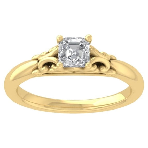 ARAIYA FINE JEWELRY 14K Yellow Gold Lab Grown Diamond Halo Engagement Ring (5/8 cttw, D-F Color, VS Clarity) Size 8
