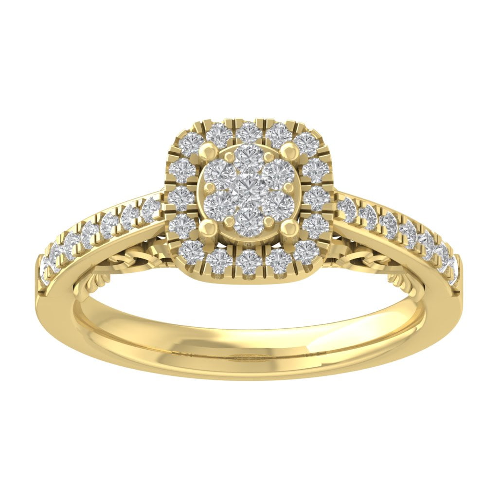 ARAIYA FINE JEWELRY 14K Yellow Gold Lab Grown Diamond Halo Ring (1/2 ...