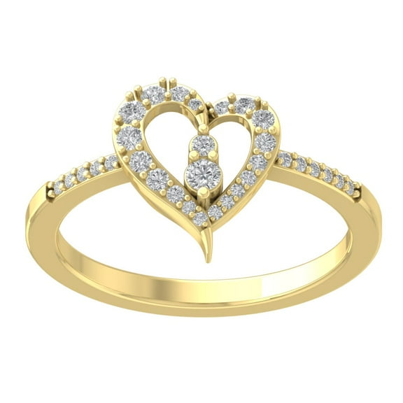 ARAIYA FINE JEWELRY 14K Yellow Gold Lab Grown Diamond Heart Shape Ring (1/5 cttw, D-F Color, VS Clarity), Size 5