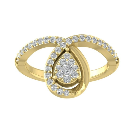 ARAIYA FINE JEWELRY 14K Yellow Gold Lab Grown Diamond Pear Shape Band Ring (1/2 cttw, D-F Color, VS Clarity), Size 8.5