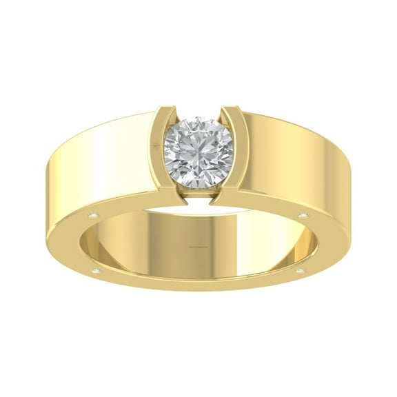 ARAIYA FINE JEWELRY 14K Yellow Gold Lab Grown Diamond Solitaire Band Ring (1/2 cttw, D-F Color, VS Clarity), Size 7