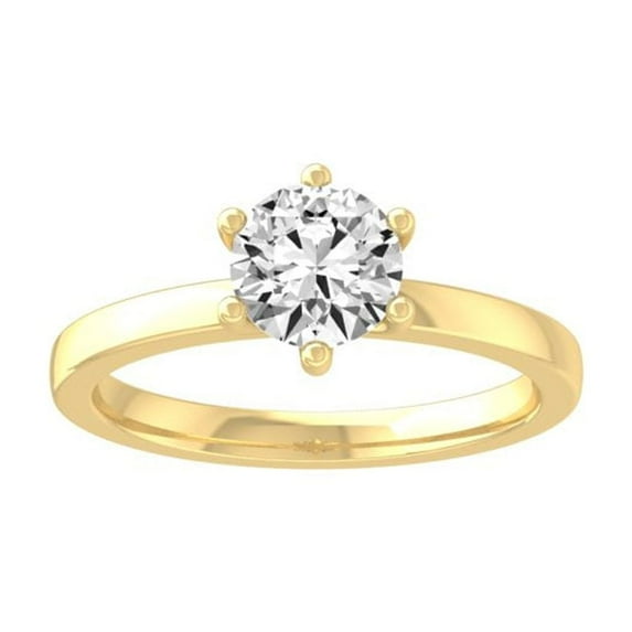 ARAIYA FINE JEWELRY 14K Yellow Gold Lab Grown Diamond Solitaire Engagement Ring (1 cttw, D-F Color, VS1 Clarity) Size 8.5