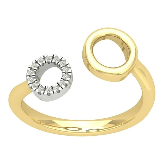 ARAIYA FINE JEWELRY 14K Yellow Gold Lab Grown Diamond Two Round Space Ring (1/20 cttw, D-F Color, VS Clarity), Size 6.5