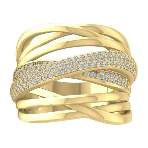 ARAIYA FINE JEWELRY 14K Yellow Gold Lab Grown Diamond Wedding Band Ring (3/4 cttw, D-F Color, VS Clarity) Size 8