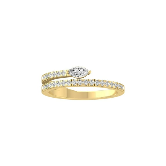 ARAIYA FINE JEWELRY 14K Yellow Gold Lab-Grown Marquise and Round-shape Diamond Snake Band Ring (2/5 Cttw, D-F Color, VS1 Clarity) Size 7