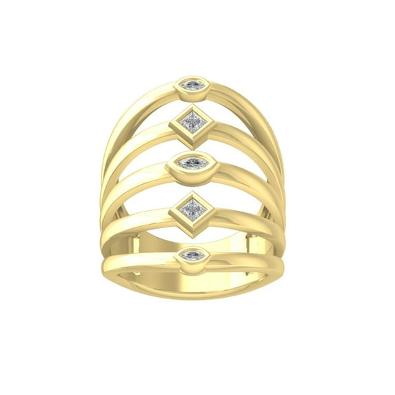 ARAIYA FINE JEWELRY 14K Yellow Gold Marquise princess-shape Lab Grown Diamond Fashion Ring (1/3 cttw, VS Clarity, D-F Color) Size 8