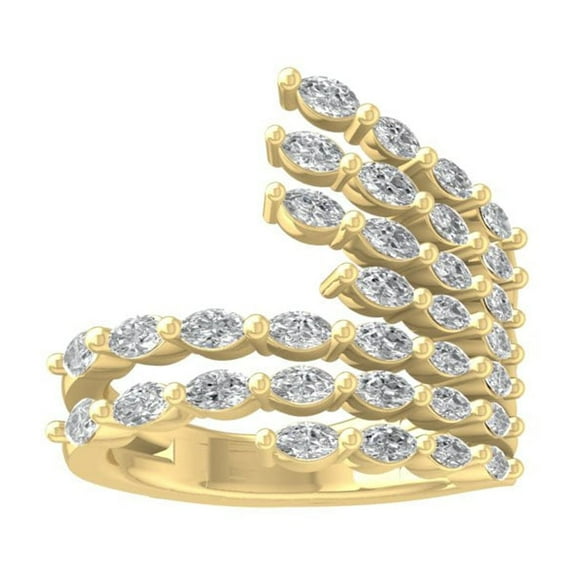 ARAIYA FINE JEWELRY 14K Yellow Gold Marquise shape Diamond Fashion Ring (1 1/4 cttw, I2-I3 Clarity, I-J Color) Size 9