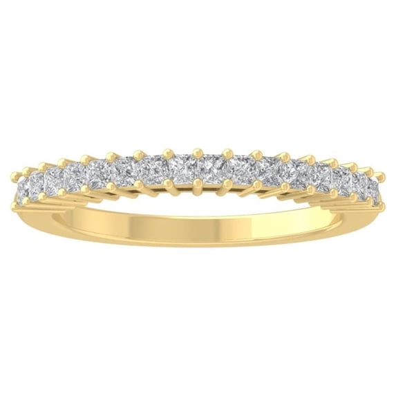 ARAIYA FINE JEWELRY 14K Yellow Gold Princess-shape Diamond Wedding Band Ring (1/2 cttw, I-J Color, I2-I3 Clarity) Size 7.5