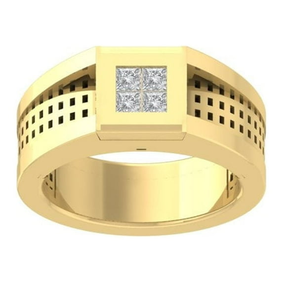 ARAIYA FINE JEWELRY 14K Yellow Gold Princess-shape Lab Grown Diamond Wedding Band Ring (1/2 cttw, D-F Color, VS Clarity) Size 5