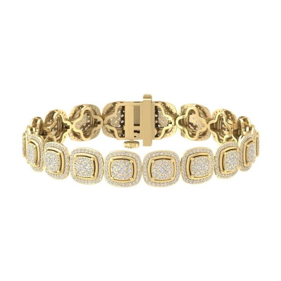 ARAIYA FINE JEWELRY 14K Yellow Gold Round Cluster Diamond Bracelet (4 cttw, I2-I3 Clarity, I-J Color) 7"