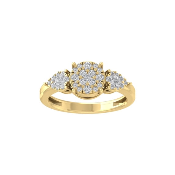ARAIYA FINE JEWELRY 14K Yellow Gold Round Cluster Diamond Engagement Ring (1/2 cttw, I-J Color, I2-I3 Clarity), Size 8