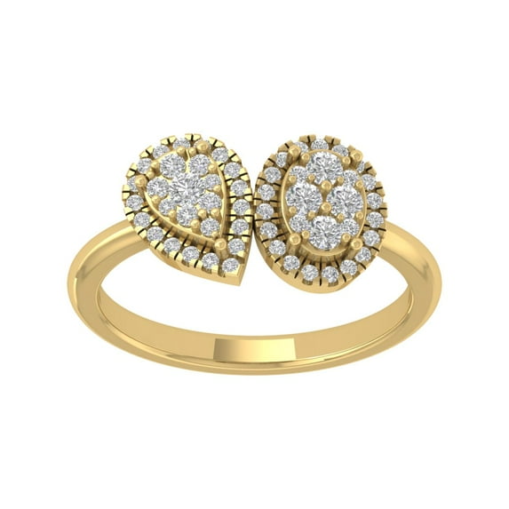 ARAIYA FINE JEWELRY 14K Yellow Gold Round Cluster Diamond Engagement Ring (1/2 cttw, I-J Color, I2-I3 Clarity), Size 8