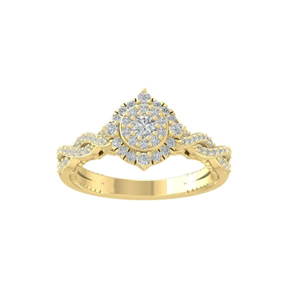 ARAIYA FINE JEWELRY 14K Yellow Gold Round Cluster Diamond Engagement Ring (1/2 cttw, I-J Color, I2-I3 Clarity), Size 9.5
