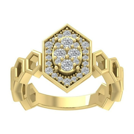 ARAIYA FINE JEWELRY 14K Yellow Gold Round Cluster Diamond Engagement Ring (1/2 cttw, I2-I3 Clarity, I-J Color) Size 10