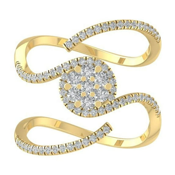 ARAIYA FINE JEWELRY 14K Yellow Gold Round Cluster Diamond Engagement Ring (1/2 cttw, I2-I3 Clarity, I-J Color) Size 5.5