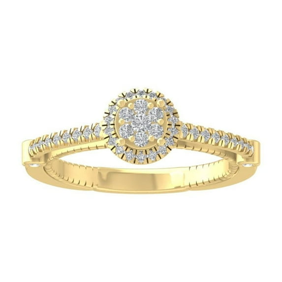 ARAIYA FINE JEWELRY 14K Yellow Gold Round Cluster Diamond Engagement Ring (1/3 cttw, I-J Color, I2-I3 Clarity), Size 9.5