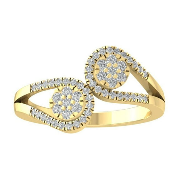 ARAIYA FINE JEWELRY 14K Yellow Gold Round Cluster Diamond Engagement Ring (1/3 cttw, I2-I3 Clarity, I-J Color) Size 5.5