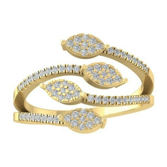 ARAIYA FINE JEWELRY 14K Yellow Gold Round Cluster Diamond Engagement Ring (1/3 cttw, I2-I3 Clarity, I-J Color) Size 6.5