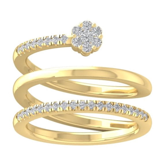ARAIYA FINE JEWELRY 14K Yellow Gold Round Cluster Diamond Engagement Ring (1/3 cttw, I2-I3 Clarity, I-J Color) Size 6