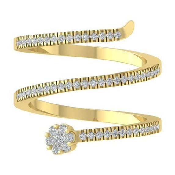 ARAIYA FINE JEWELRY 14K Yellow Gold Round Cluster Diamond Engagement Ring (1/3 cttw, I2-I3 Clarity, I-J Color) Size 7