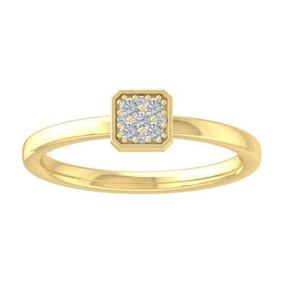 ARAIYA FINE JEWELRY 14K Yellow Gold Round Cluster Diamond Engagement Ring (1/8 cttw, I2-I3 Clarity, I-J Color) Size 7.5