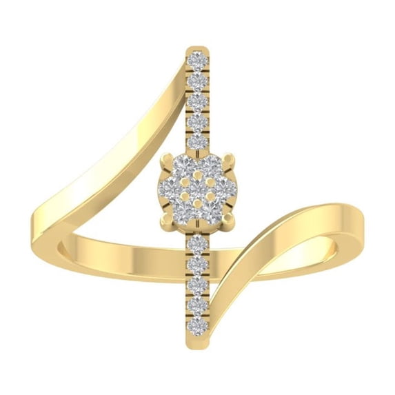 ARAIYA FINE JEWELRY 14K Yellow Gold Round Cluster Diamond Engagement Ring (1/8 cttw, I2-I3 Clarity, I-J Color) Size 7.5