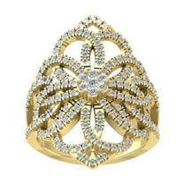ARAIYA FINE JEWELRY 14K Yellow Gold Round Cluster Diamond Engagement Ring (1 cttw, I2-I3 Clarity, I-J Color) Size 6
