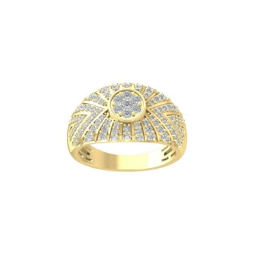 ARAIYA FINE JEWELRY 14K Yellow Gold Round Cluster Diamond Engagement Ring (3/4 cttw, I-J Color, I2-I3 Clarity), Size 9.5